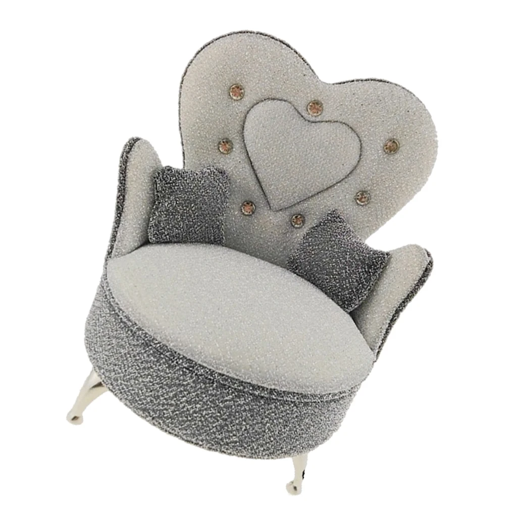 1/6 Scale Sofa Armchair Furniture for Action Figures 12inch Doll Gray+Silver