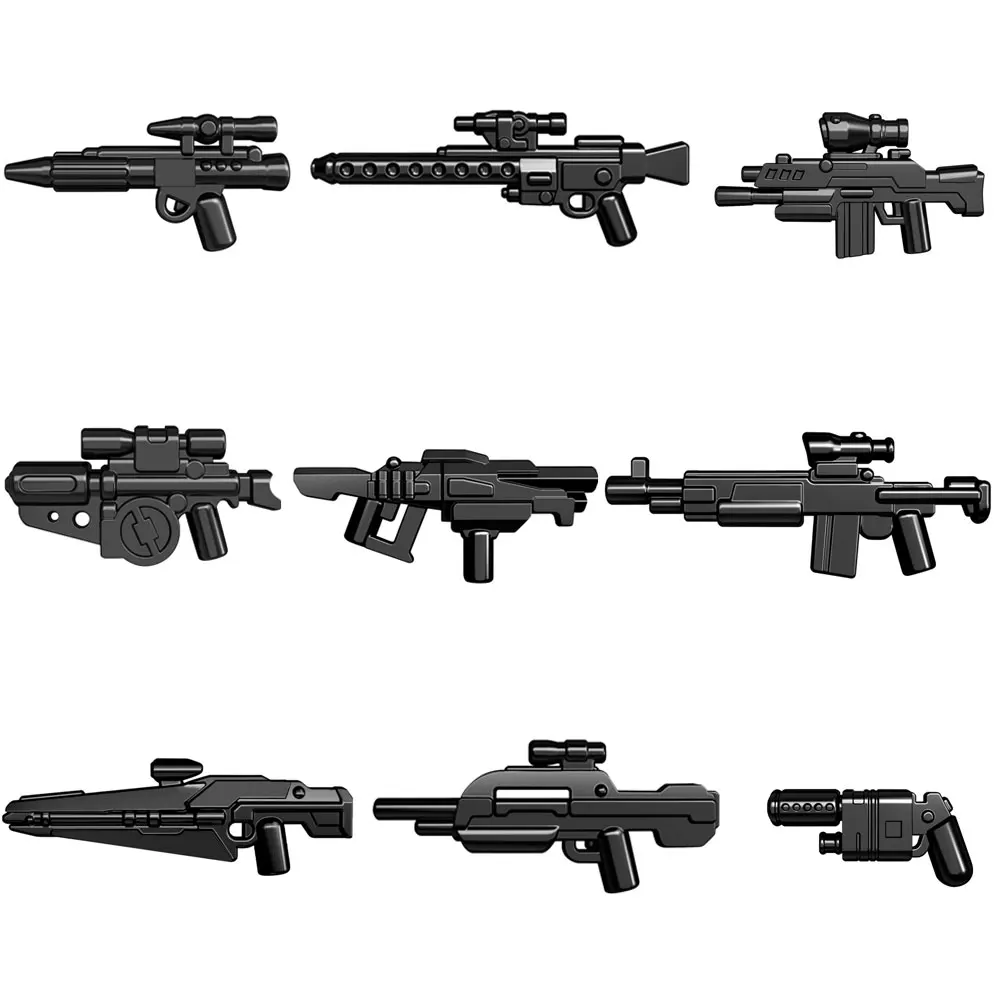 Guns Trek Halo Звёздные войны научная фантастика будущее оружие пакет для MOC части строительные блоки игрушки для детей - Цвет: 9pcs set black