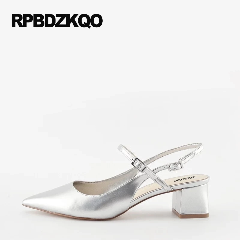 женский пол Толстые с Slingback Серебряный 2017 средний толстый леди Ремень для лодыжки