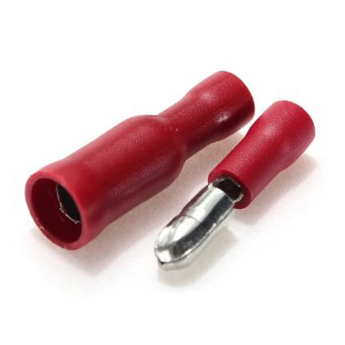 

100x Cable lugs Round sockets + Round connector crimp Set Red