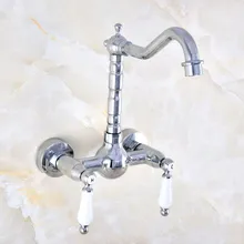 Best Price Polished Chrome Brass Wall Mount Kitchen Sink Faucet Swivel Spout Mixer Tap Dual Ceramics Handles Levers anf561 Best Price Polished Chrome Brass Wall Mount Kitchen Sink Faucet Swivel Spout Mixer Tap Dual Ceramics Handles Levers anf561