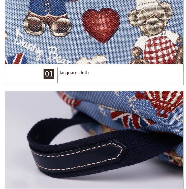 10-DANNY BEAR Blue Small Backpacks For Teenager Girl Causal Preppy Style Student School Back Bags Designers Back Pack Bag For Women