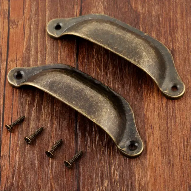 2Pcs 98x35mm Antique Iron Shell Pull Handle Retro Kitchen Drawer Cabinet Cupboard Door Handle Furniture Knobs Furniture Hardware A