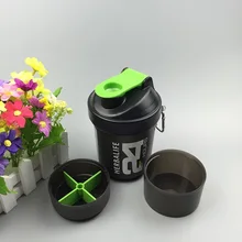 3 layers Water Bottle Fashion Portable Space Cup Herbalife Nutrition Custom Protein Powder Shaker Bottle