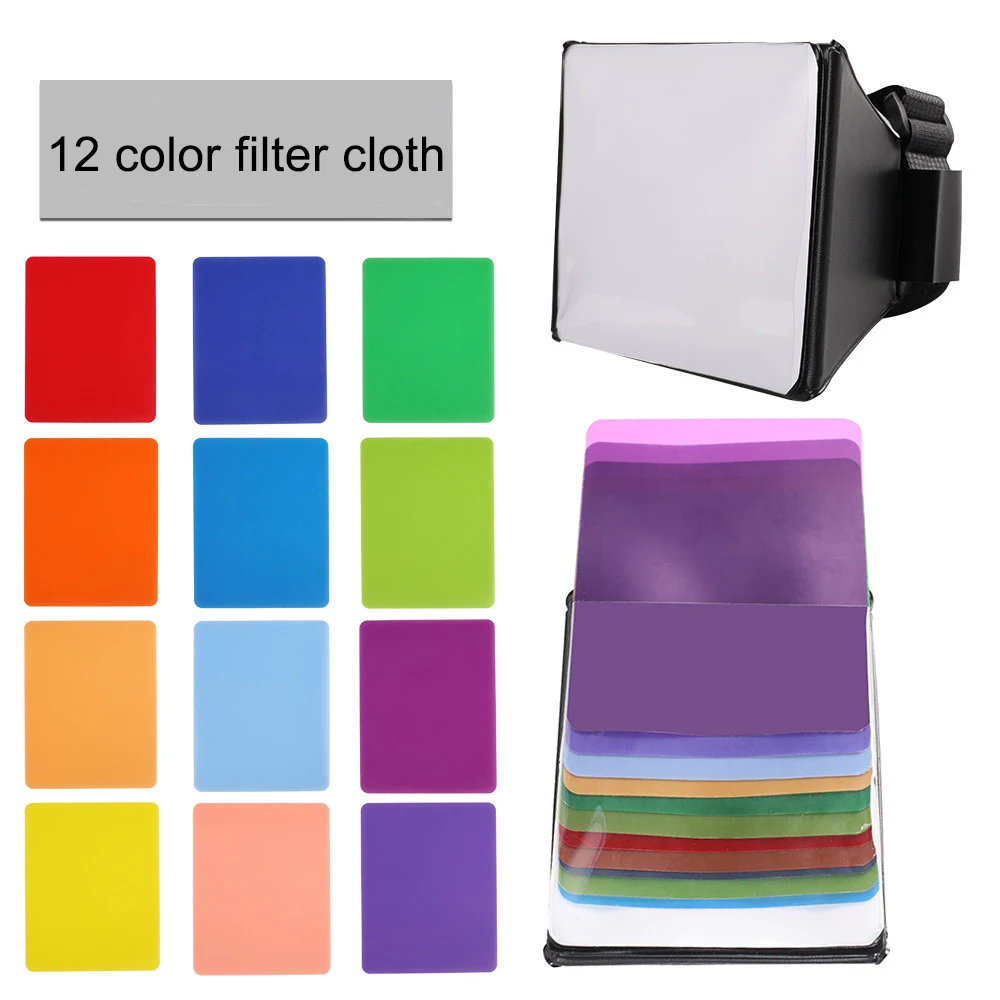 

10cm*10cm Square Soft Light Box Portable Soft Light Cover For Flash Spotlight 12 Color Filter For Canon Nikon Photography Studio