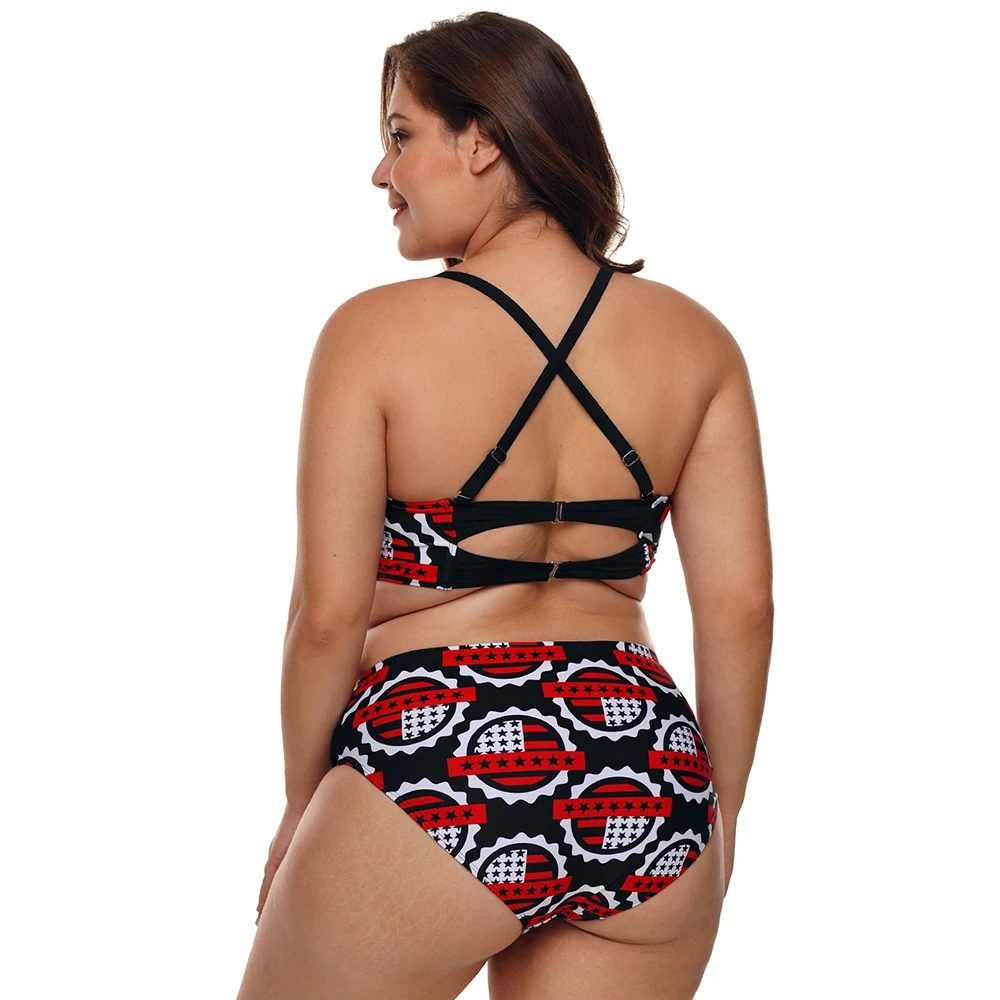 Plus-Size-Stars-Print-Pleated-Bikini-Swimsuit-LC410732-22-2
