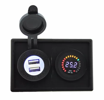

IZTOSS 24V led digital display voltmeter and 4.2A USB adapter with housing holder panel for car boat truck RV 1