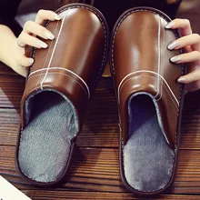 Leather slippers unisex spring new large size 45/46 soft flat home slippers men oxford shoes