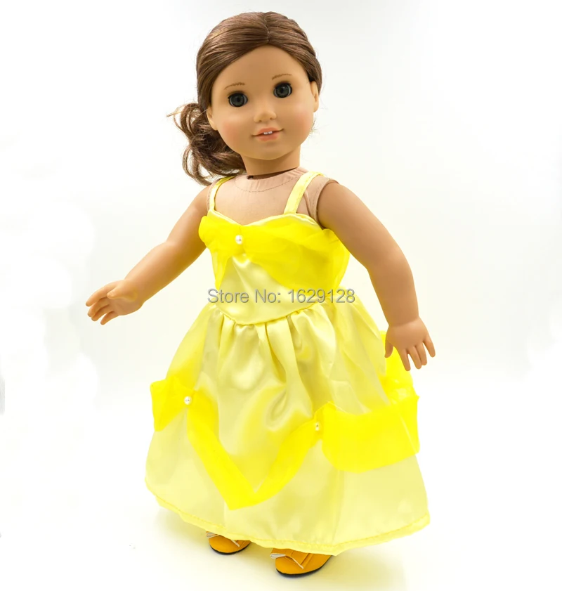 2015 Wholesale New Yellow Doll Dress Handmade Doll Clothes Skirt 18" inch American Girl Doll