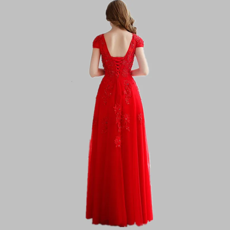 Robe de soiree gery/Красное Кружевное тонкое длинное банкетное вечернее платье с v-образным вырезом vestido de noche платья для выпускного вечера платья для вечеринок