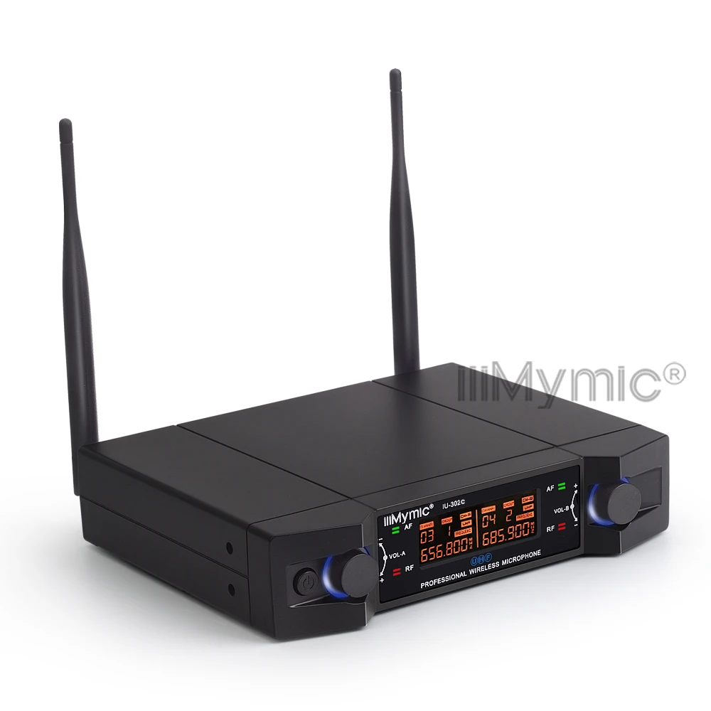 IU-302C Профессиональный UHF 600-700 МГц двухканальный поясной пакет+ лацканы+ гарнитура+ Портативный беспроводной микрофон система для DJ караоке