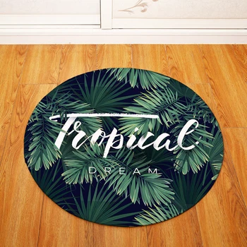 

New Polyester Anti-slip Ball Round Carpet Computer Chair Pad Green Plants Living Room Mat Children Bedroom Rugs