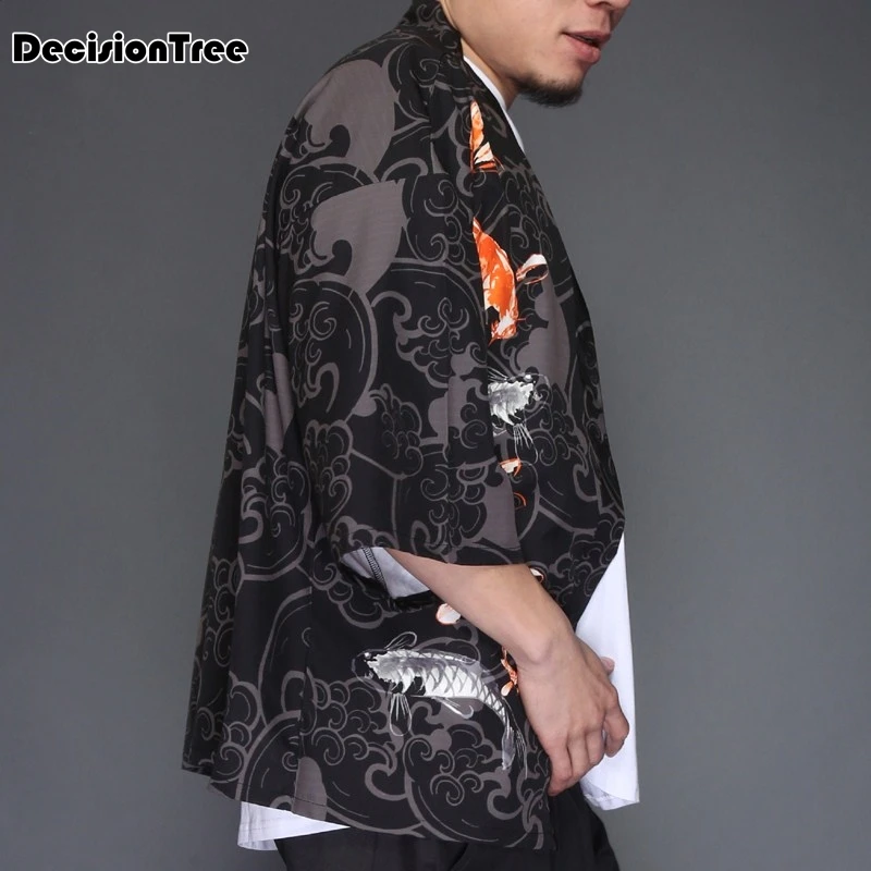 2019 summer men casual hiphop male japan style cardigan embroidery kimono coat plus japan style hiphop kimono linen overcoat