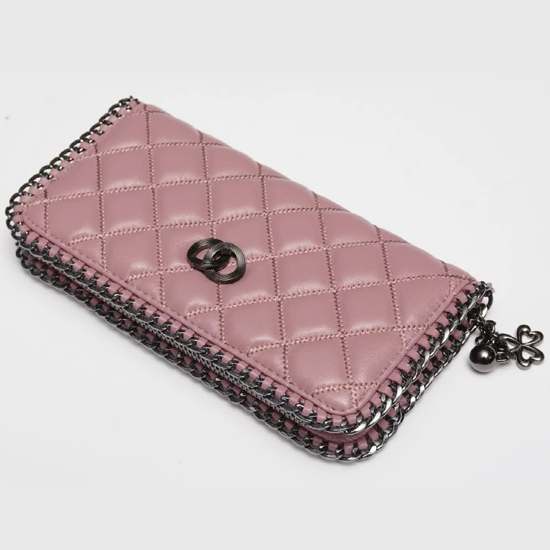 

High Quality Women Wallets Genuine Leather Bag For Woman Long Purses Diamond Lattice Designer Purse Clutch Zipper Card Holder
