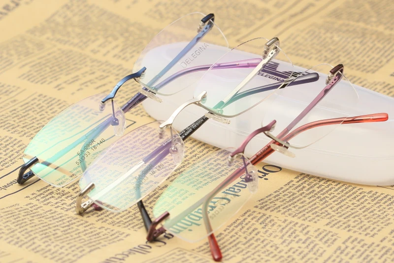 Металлические ультралегкие очки без оправы очки для чтения при близорукости очки Оптические очки оправа с коробкой