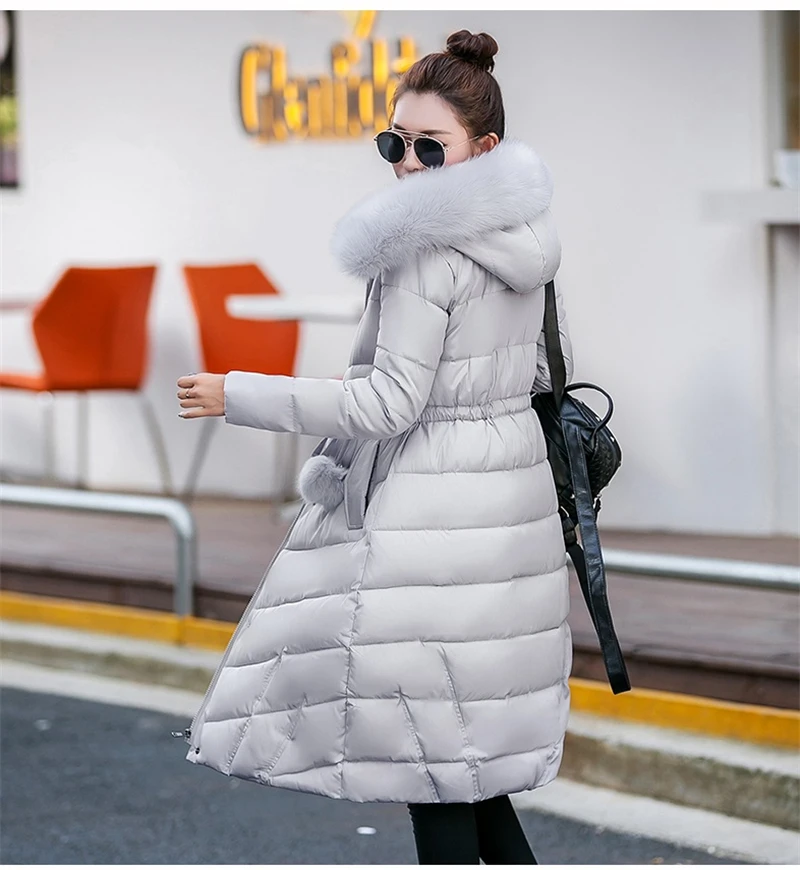 2019 зимняя куртка женская парка пальто искусственный мех воротник с капюшоном средняя Длинная Верхняя одежда утепленная теплая пуховая