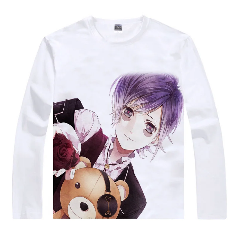 Аниме DIABOLIK LOVERS костюмы для косплея Komori Yui футболки с длинными рукавами принтом