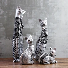 Elegant Silver Carved Cat Cute Cat Creative Handmade Resin Cat Ornaments Figurine Statue Artificial Best Gift Christmas Gift