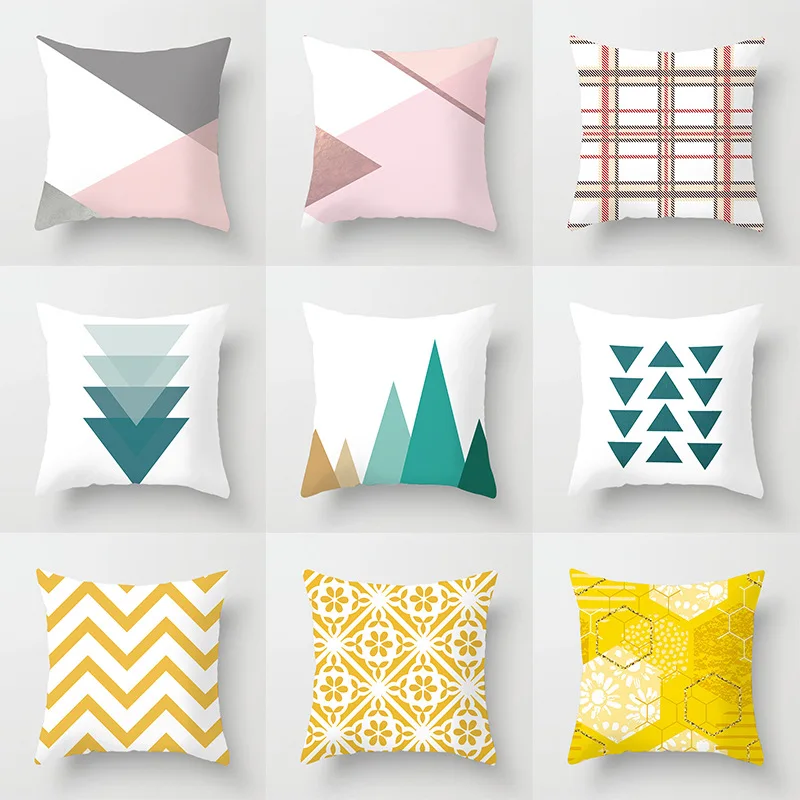 

Double Sides Pattern Colorful Geometry Pattern Cushion Covers Home Decorative Pillows Throw Pillows Cover Decor Drop Shipping