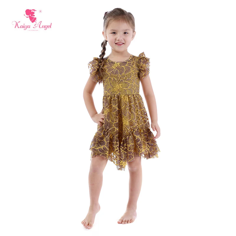 Kaiya Angel/Модная Детская летняя одежда для девочек желтая детская дня рождения и