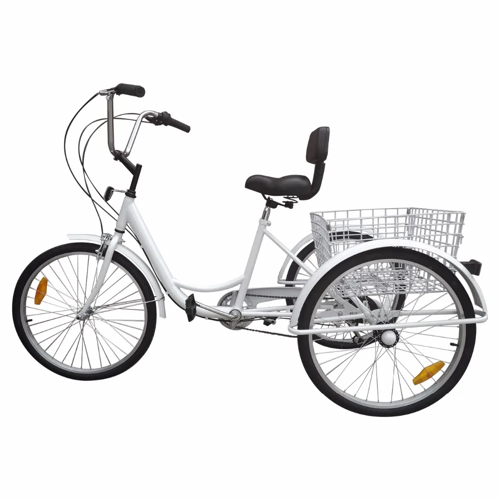 

(Ship from Germany) 24 inch Tricycle Trike 3 Wheel Bike 6 Speed Shift + Shopping Basket Adults