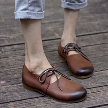 Женская обувь на плоской подошве на шнуровке с плоским носком женская обувь на плоской подошве из натуральной кожи ручной работы женская обувь(W189-1