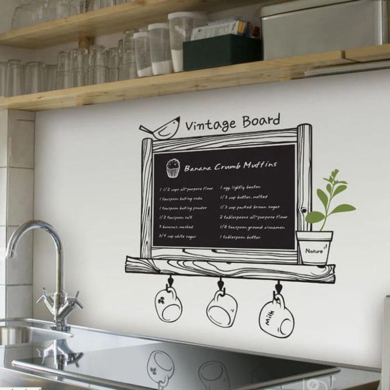 

Wholesale Kitchen Chalkboard free shipping Via Express Modern Blackboard Removable waterproof Vinyl Wall Sticker Kitchen decor