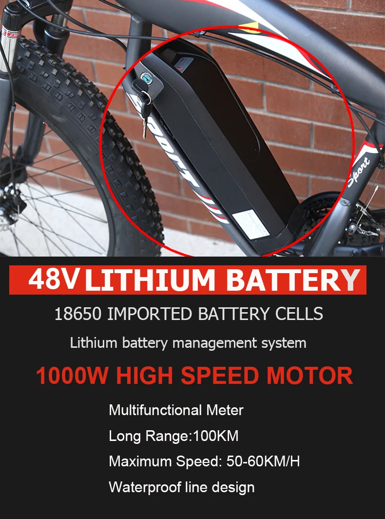 Perfect custom 26inch electric snow Beach bicycle  48V 1000w-1500w powerful motor Fat tires off-road electric mountain ebike 6