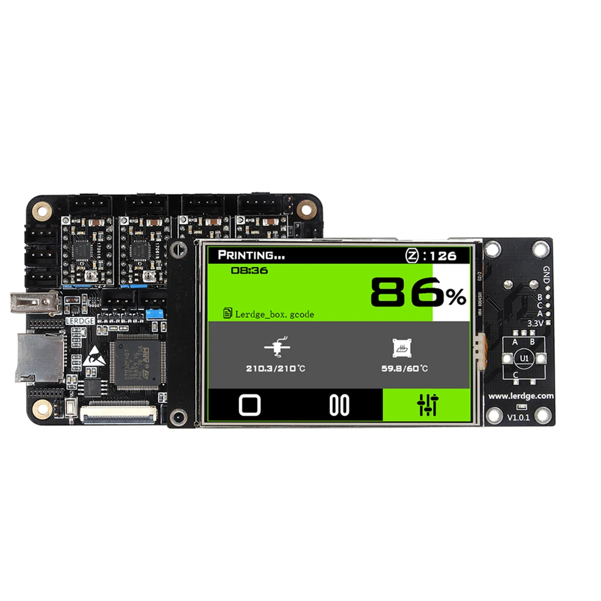 

3D Printer DIY Lerdge-X ARM 32-bit Controller Board with 3.5 inch LCD IPS Screen and 4 PCS A4988 Stepper Motor Drives Set Kit