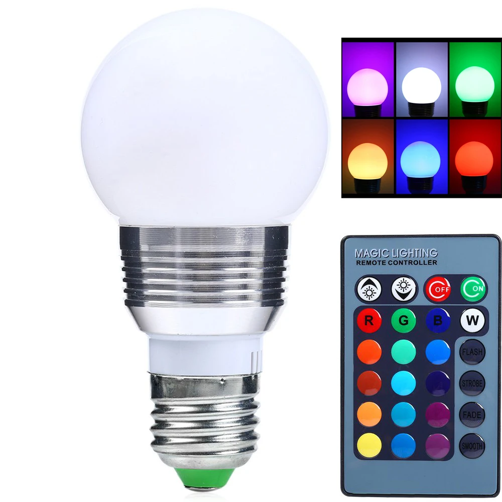 1Pcs E27 LED RGB Bulb lamp AC110V 220V 3W 5W Spot light Dimmable Magic