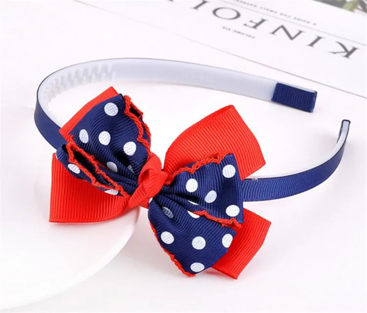 Девушки Дети Multil Цвета бантом Hairbands горошек с цветочным принтом лента повязка на