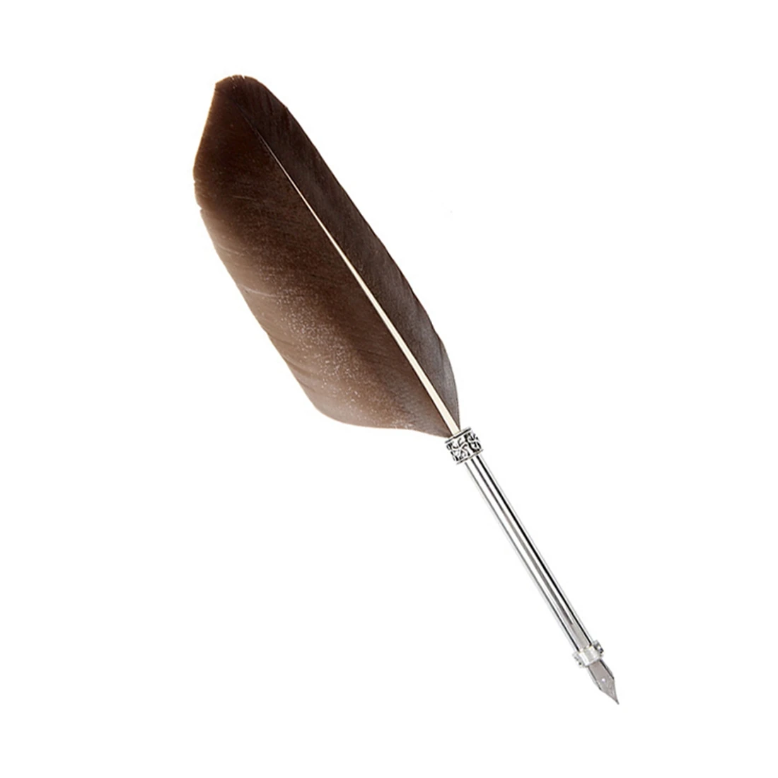 

Creative Craft Vintage Feather Pen Vintage Engraved Metal Feather Pen Signature Gift Goose Feather Pen Memorial Set
