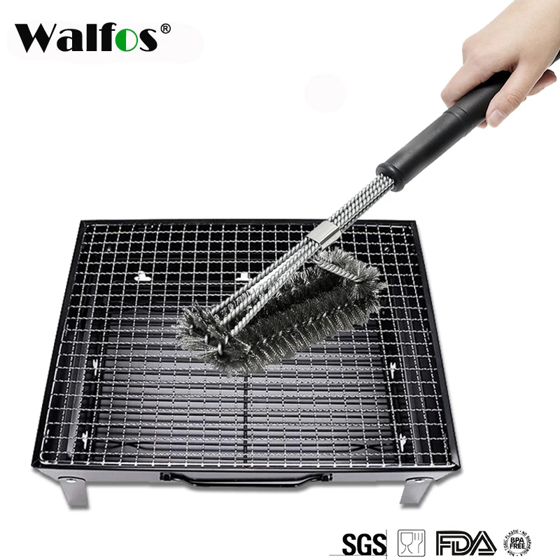 WALFOS Высококачественная Чистящая Щетка для гриля, инструмент для барбекю, чистящая щетка, кисти из нержавеющей стали, инструменты для барбекю