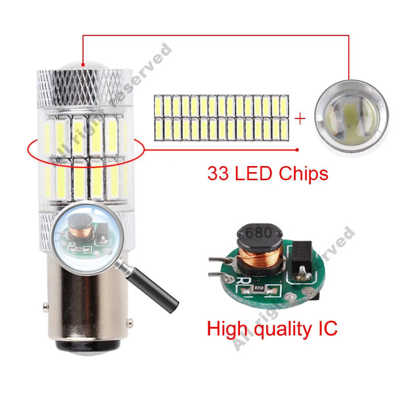 2 шт. 1157 BAY15D 33 SMD P21/5 W светодиодный задний поворотный задний тормозной светильник, автомобильная светодиодная лампа, автомобильная лампа DRL, парковочная Лампа 6000K 12V