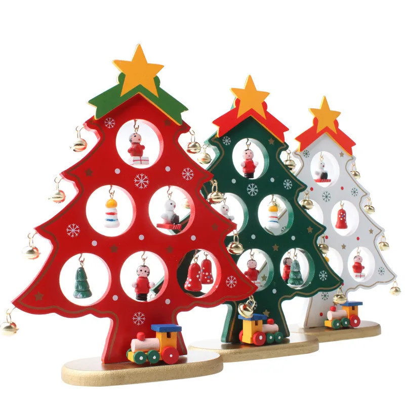DIY Мини Деревянные Рождественские елки настольные украшения праздничные вечерние Рождественские елки рождественские подарки для детей
