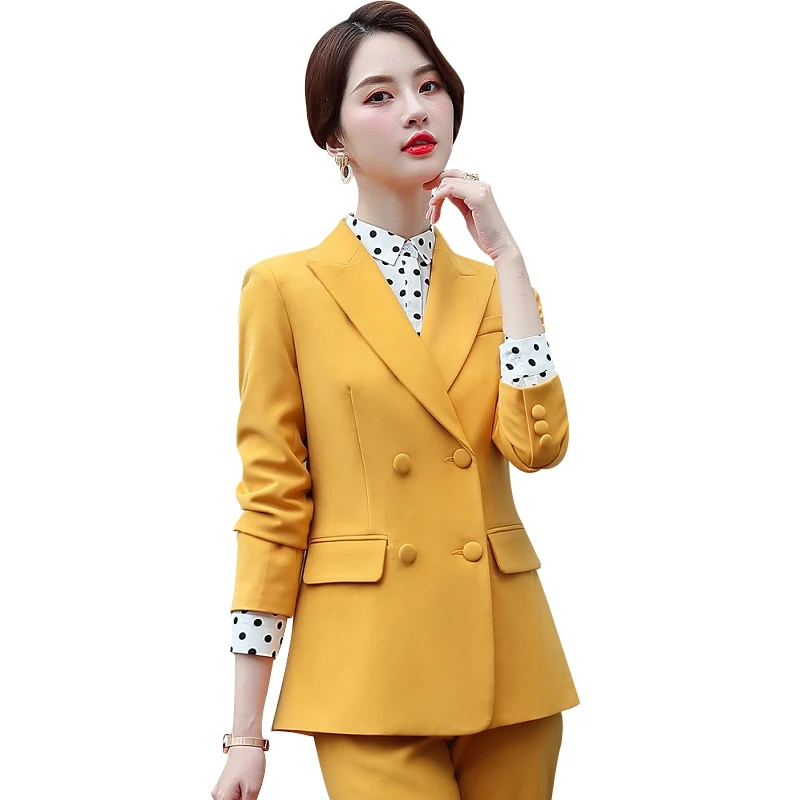 Women suits Slim spring Solid color jacket Pants 2-piece set OL Formal Business Women pants suits Woman set suits 369