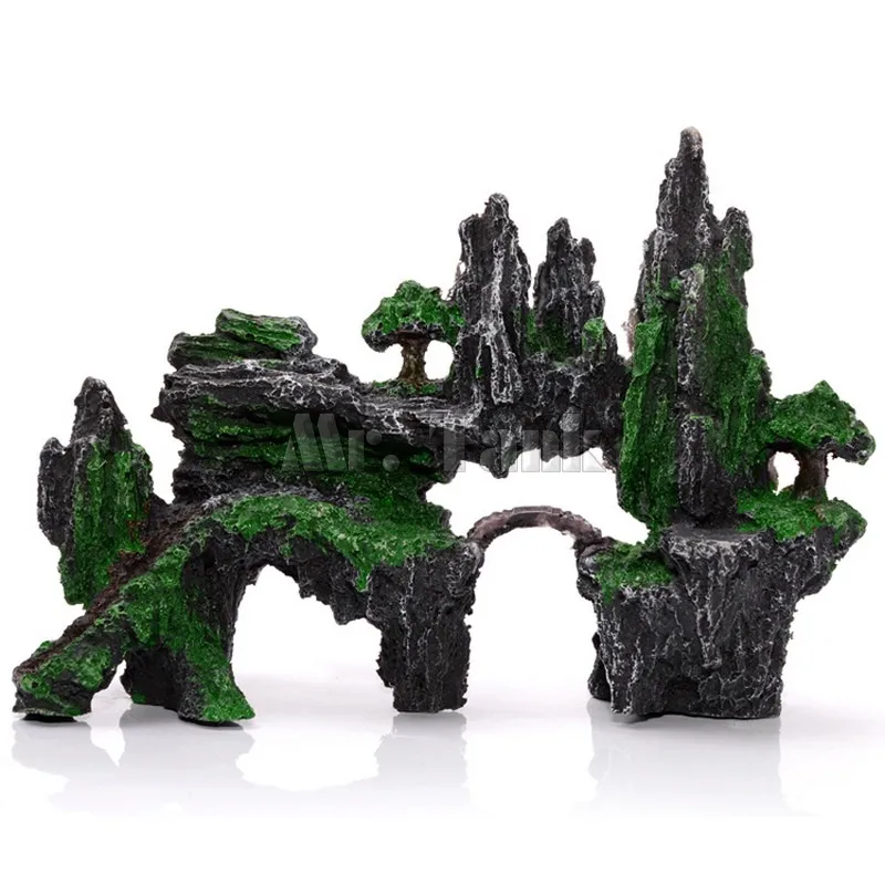 

Mr.Tank Black Rockery Aquarium Ornament Reptile Ocean Fish Tank Landscape Aquarium Mountain View Decor Resin Accessories