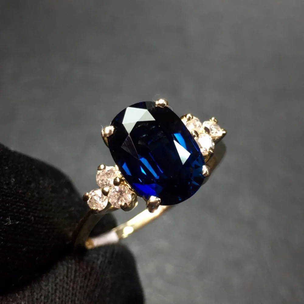 

Fine Jewelry 14K Gold Real Platinum Gold 100% Natural Blue Sapphire 3ct Gemstones Sapphire Diamonds Female Wedding Rings