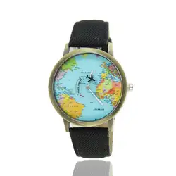 Карты мира самолет узор Мужской ремень ремешок модный дизайн кварцевый механизм наручные часы для Прямая доставка