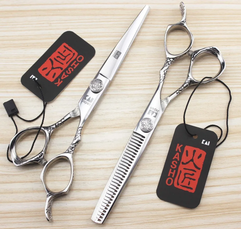 

Kasho 6.0" Professional Human Hair Scissors Set ,Japan 9CR Barber Razor Edge Hairdressing Scissors Set