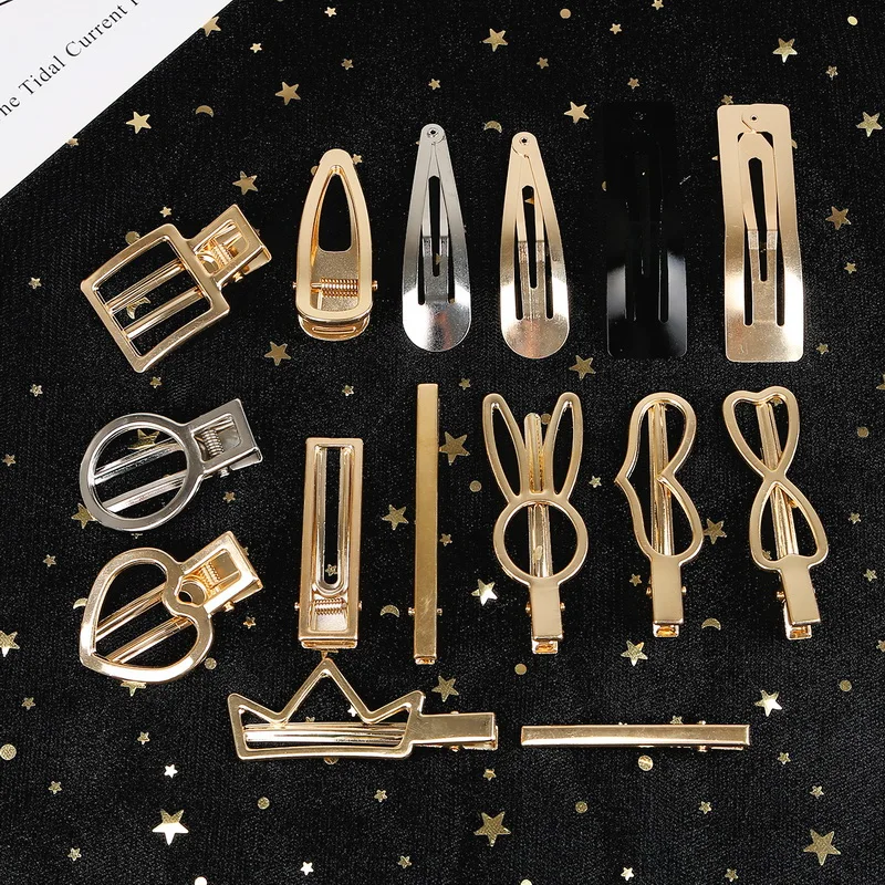 

2019 2PCS Hair Accessories Metal Hair Clips Hairpins Hairclips Smiley Face Snap DIY Hairgrips