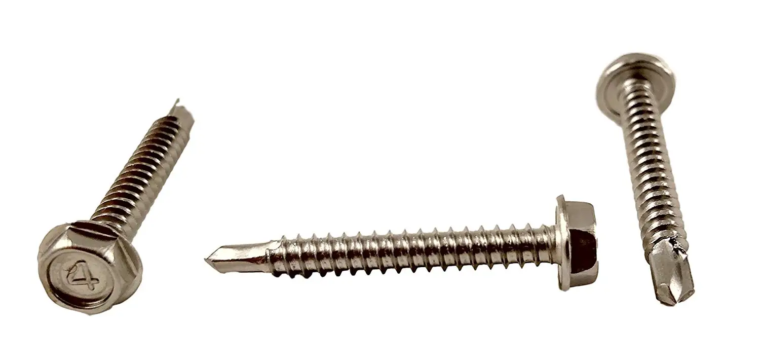 

#10 x 1-1/2" Hex Washer Head Self Drilling Sheet Metal Tek Screws With Drill Point, (1/2" To 2" Lengths in Listing) 100 pieces