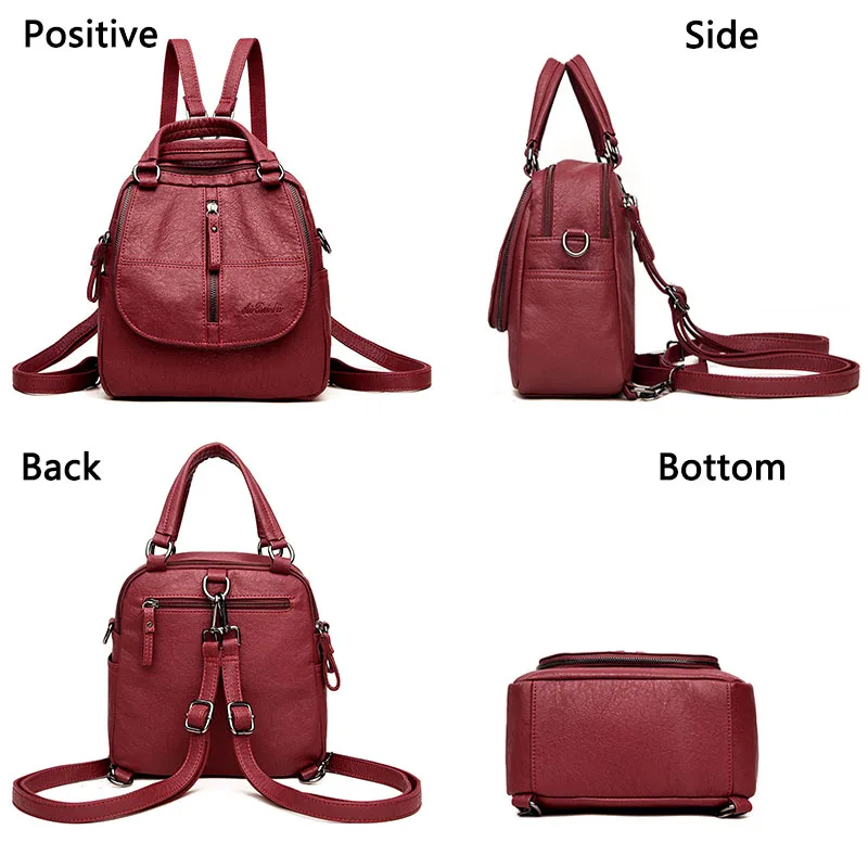 Модный женский рюкзак, высококачественный кожаный женский рюкзак для студентов, сумка через плечо, рюкзак mochila, мягкий рюкзак на молнии сзади