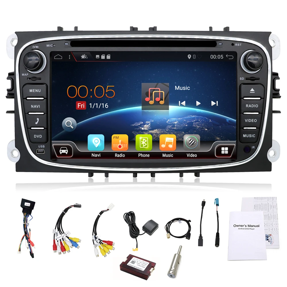 2 Din Android 6 0 Quad Core Car DVD Player GPS Navi For Ford Focus Mondeo
