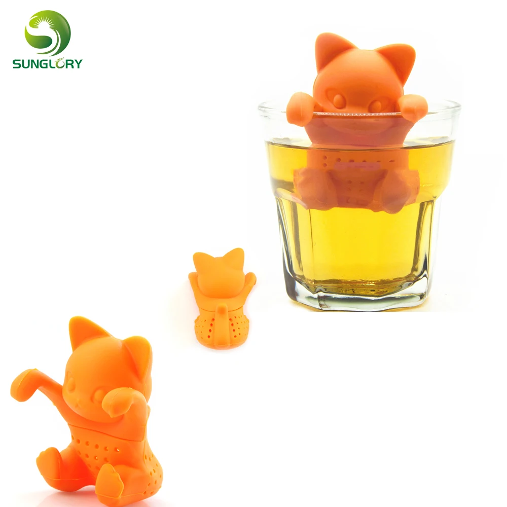 

Cute Silicone Cat Tea Infuser Tea Filter Diffuser Reusable Tea Strainer Spice Loose Tea Leaf Herbal Tool Teapot Teabags Orange