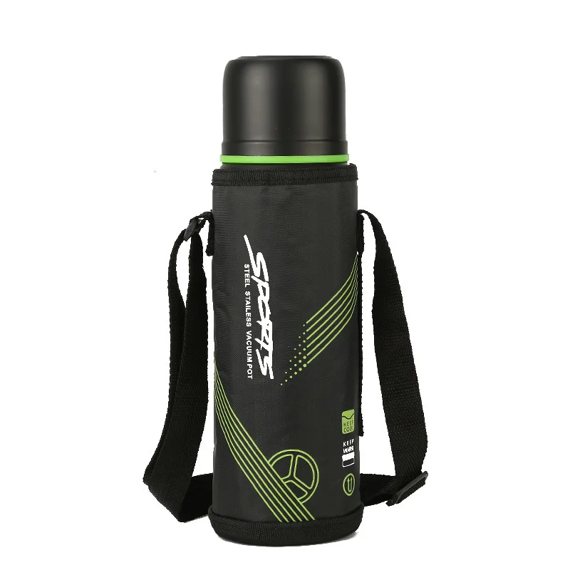 

Stainless Steel thermos 1Liter sport water bottle double lid thermoses with portable bag big capacity travel picnic thermo cup