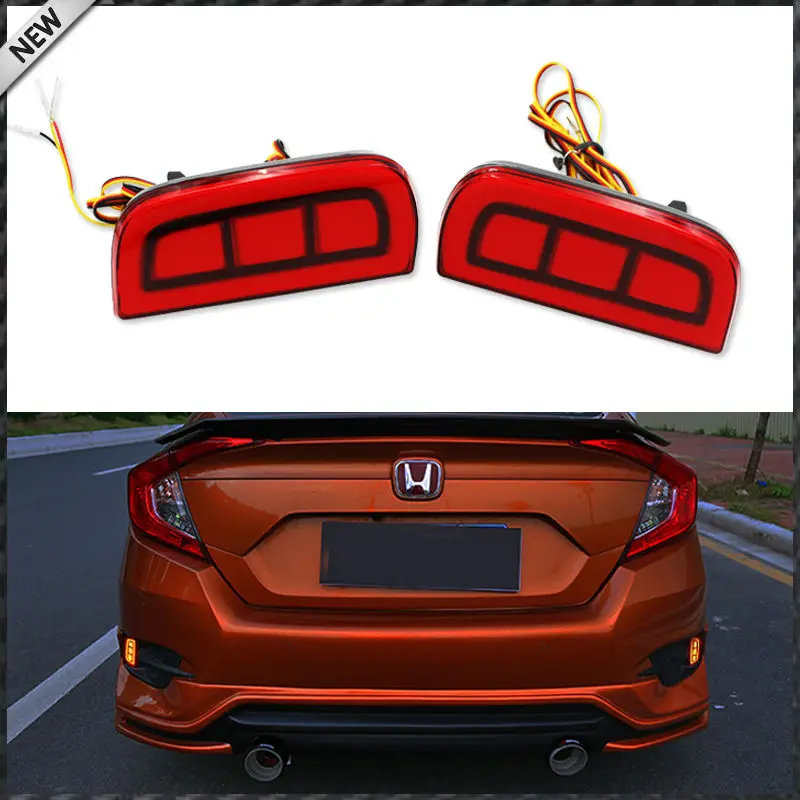 JDM Style Red LED Bumper Reflector Rear Marker Lights For 16 up Honda