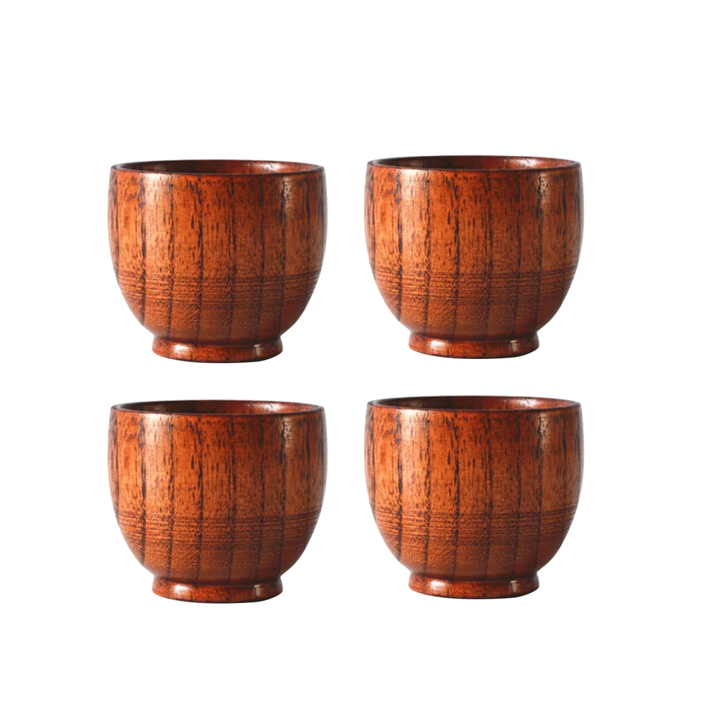 

4pcs/Pack Eco-Friendly Wooden Cup Japan Style Solid Cup For Sake Tea Coffee Wine Water Drinking For Home Restaurant