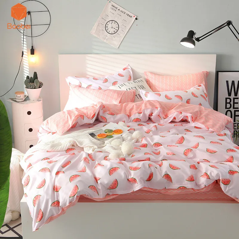 Bedding Set watermelon Flat sheet 3/4pcs Family Set Include Bed Sheet Duvet Cover Pillowcase