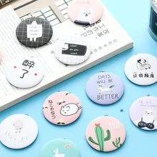 2 шт., Корейская версия милого мультяшного Жестяного маленького зеркала, круглое мини-зеркало для макияжа с цепочкой для ключей, настольный набор